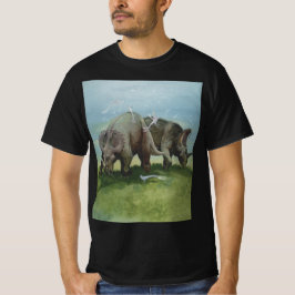 ビンテージ恐竜、セントロサウルスが草原で草を食む Tシャツ