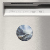 ビンテージ恐竜、バラパサウルスと嵐の雲 マグネット (インサイチュ (食洗機))