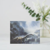 ビンテージ恐竜、バルパサウルスと嵐の雲 ポストカード (スタンド正面)