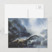 ビンテージ恐竜、バルパサウルスと嵐の雲 ポストカード (正面/裏面)
