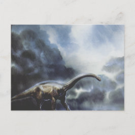 ビンテージ恐竜、バルパサウルスと嵐の雲 ポストカード