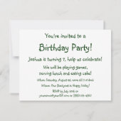 ビンテージ恐竜、ブラキオサウスの誕生日パーティー 招待状 (裏面)