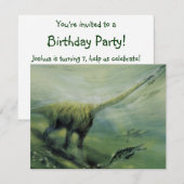 ビンテージ恐竜、ブラキオサウスの誕生日パーティー 招待状 (正面/裏面)