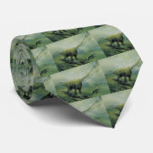 ビンテージ恐竜、ブラキオサウルスが海で泳ぐ ネクタイ (ロール)