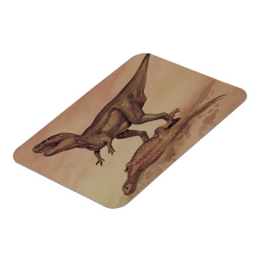 ビンテージ恐竜、肉食のギガノトサウルス マグネット (左側)