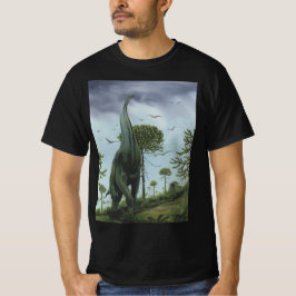 ビンテージ恐竜、鳥が飛ぶサウロポジドン Tシャツ