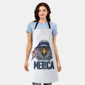 ビンテージ愛国ワシ メリカ Tシャツ デザイン 1 エプロン (着用した状態)