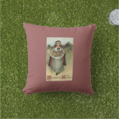 ビンテージ感謝祭カード巡礼女性の枕 アウトドアクッション (芝生)