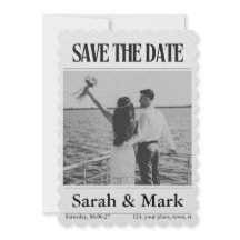 ビンテージ新聞風トレンドのラウンド型Save the Date