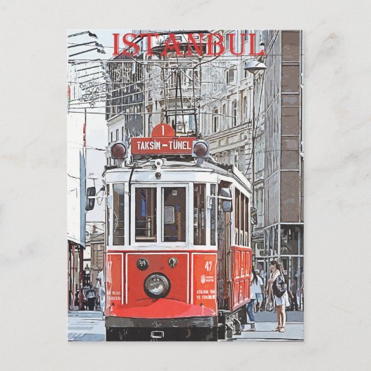 ビンテージ旅行ポスター – イスタンブール、トルコ ポストカード (正面)