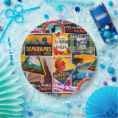 ビンテージ旅行ラベル ペーパープレート (パーティー)