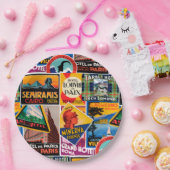 ビンテージ旅行ラベル ペーパープレート (パーティー)