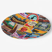 ビンテージ旅行ラベル ペーパープレート (アングル)