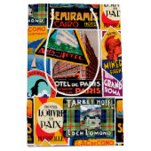 ビンテージ旅行ラベル ミディアムペーパーバッグ (正面)