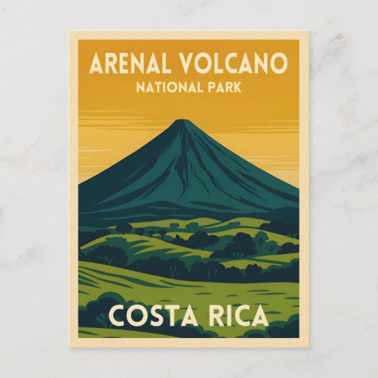 ビンテージ旅行 アレナル火山 コスタリカ 風景 ポストカード (正面)