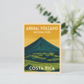 ビンテージ旅行 アレナル火山 コスタリカ 風景 ポストカード (スタンド正面)