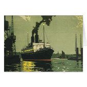 ビンテージ旅行、港でのクルーズ船 (正面横)