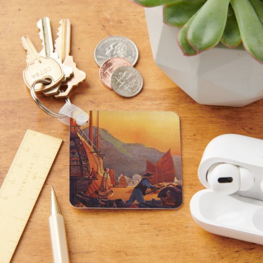 ビンテージ旅行、香港のジャンクス飛行機 キーホルダー (デスク)