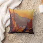 ビンテージ旅行、香港のジャンクス飛行機 クッション (ブランケット)