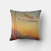 ビンテージ旅行、香港のジャンクス飛行機 クッション (裏面)