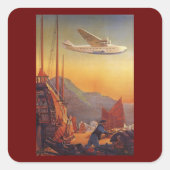 ビンテージ旅行、香港のジャンクス飛行機 スクエアシール (正面)