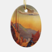 ビンテージ旅行、香港のジャンクス飛行機 セラミックオーナメント (裏面)