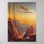 ビンテージ旅行、香港のジャンクス飛行機 ポスター (正面)