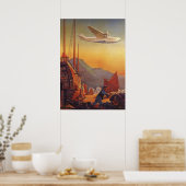 ビンテージ旅行、香港のジャンクス飛行機 ポスター (キッチン)