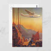 ビンテージ旅行、香港のジャンクス飛行機 ポストカード (正面/裏面)