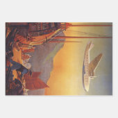 ビンテージ旅行、香港のジャンクス飛行機 ラッピングペーパーシート (正面3)