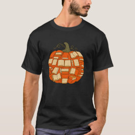 ビンテージ本とカボチャの秋の感謝祭 Tシャツ