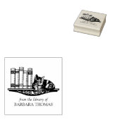 ビンテージ本棚の猫　図書館から ラバースタンプ (押印)