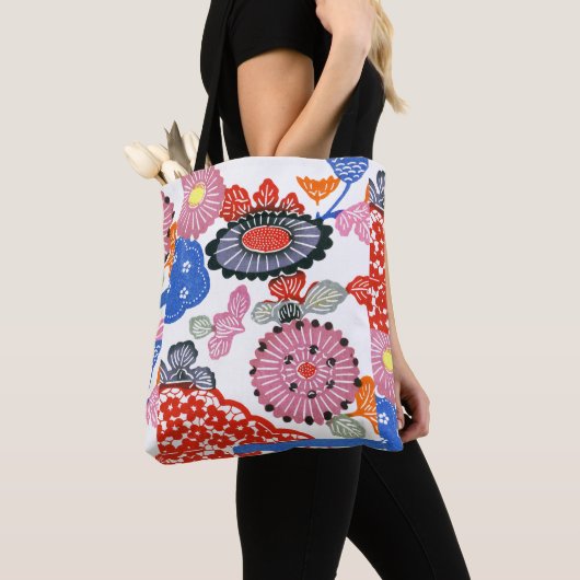 ビンテージ柄 紅型 小桜... トートバッグ (クローズアップ)