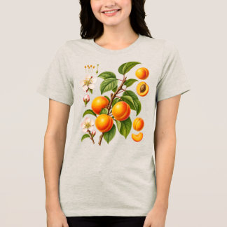 ビンテージ植物画風アプリコットイラスト トライブレンドTシャツ