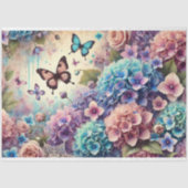ビンテージ植物画 バラと蝶のデコパージュ 薄葉紙 (正面)