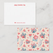 ビンテージ水彩ハート スイートバレンタインデー ノートカード (正面/裏面)