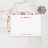 ビンテージ水彩ハート スイートバレンタインデー ノートカード (正面/裏面インサイチュ)