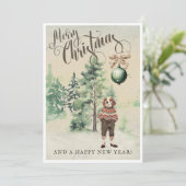 ビンテージ水彩ビーグル犬 シーズンカード (スタンド正面)