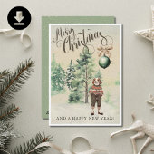 ビンテージ水彩ビーグル犬 シーズンカード