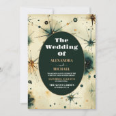 ビンテージ水彩画 天体 ウェディング 招待状 (正面)
