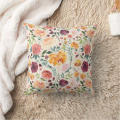 ビンテージ水彩秋の花柄パターン クッション (ブランケット)