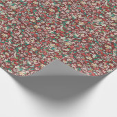 ビンテージ水彩花の冬の草原 (赤) ラッピングペーパー (角)