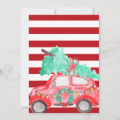ビンテージ水彩赤い車のトラッククリスマスパーティー 招待状 (裏面)