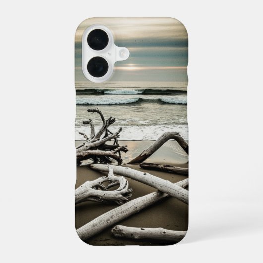 ビンテージ流木の海岸 iPhone 16ケース (裏面)