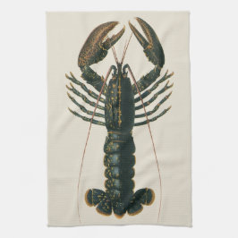 ビンテージ海洋カニの一種 クランプ 大きな前足と強い尾を持つカニの古い絵 キッチンタオル