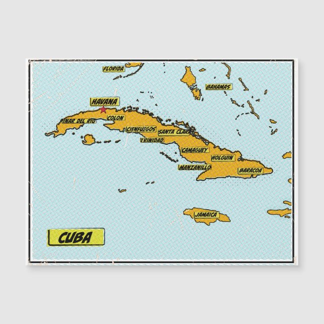 ビンテージ漫画のキューバ地図 (正面)