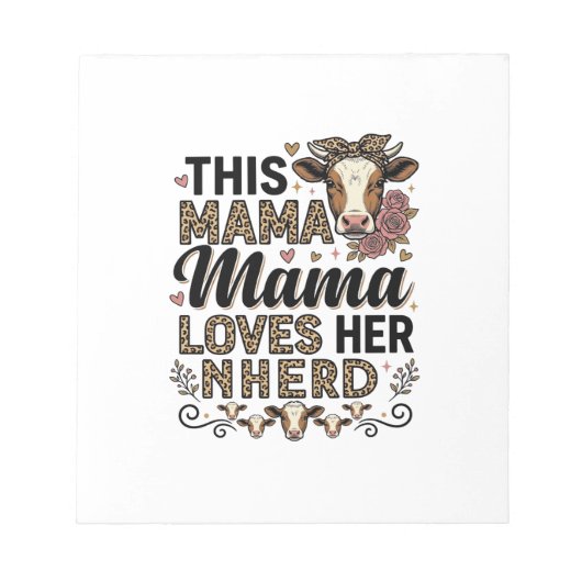 ビンテージ牛のママTシャツデザイン_1 ノートパッド (正面)