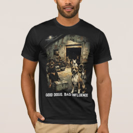 ビンテージ犬グラフィック グッドドッグズ バッドインフルエンス Tシャツ