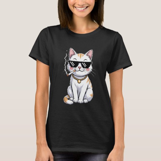 ビンテージ猫の喫煙 Tシャツ (正面)