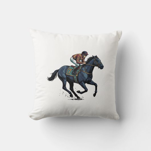 ビンテージ競馬騎手ベクター デザイン_1 クッション (正面)